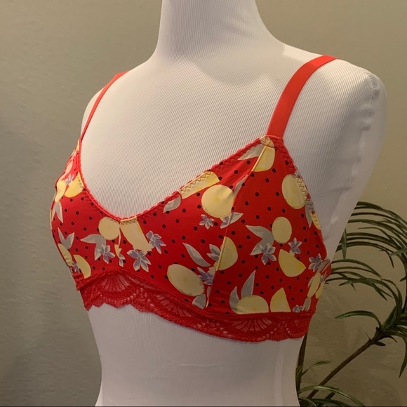 NWT $38 Free People Mari Red Printed Bralette Bra XS S M - Picture 8 of 13